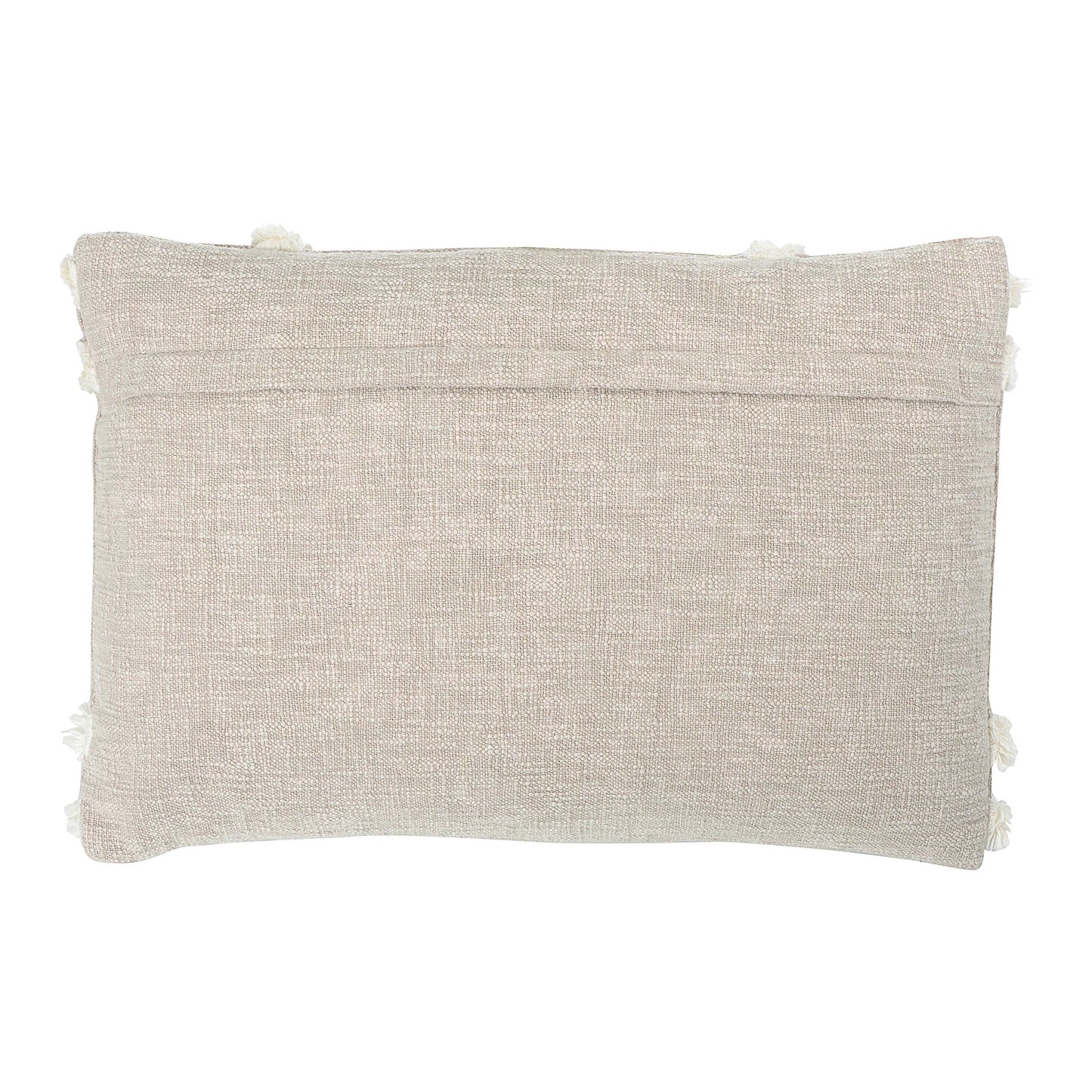 24"L x 16"H Woven Cotton Lumbar Pillow w/ Tufted Design, Tan & Cream