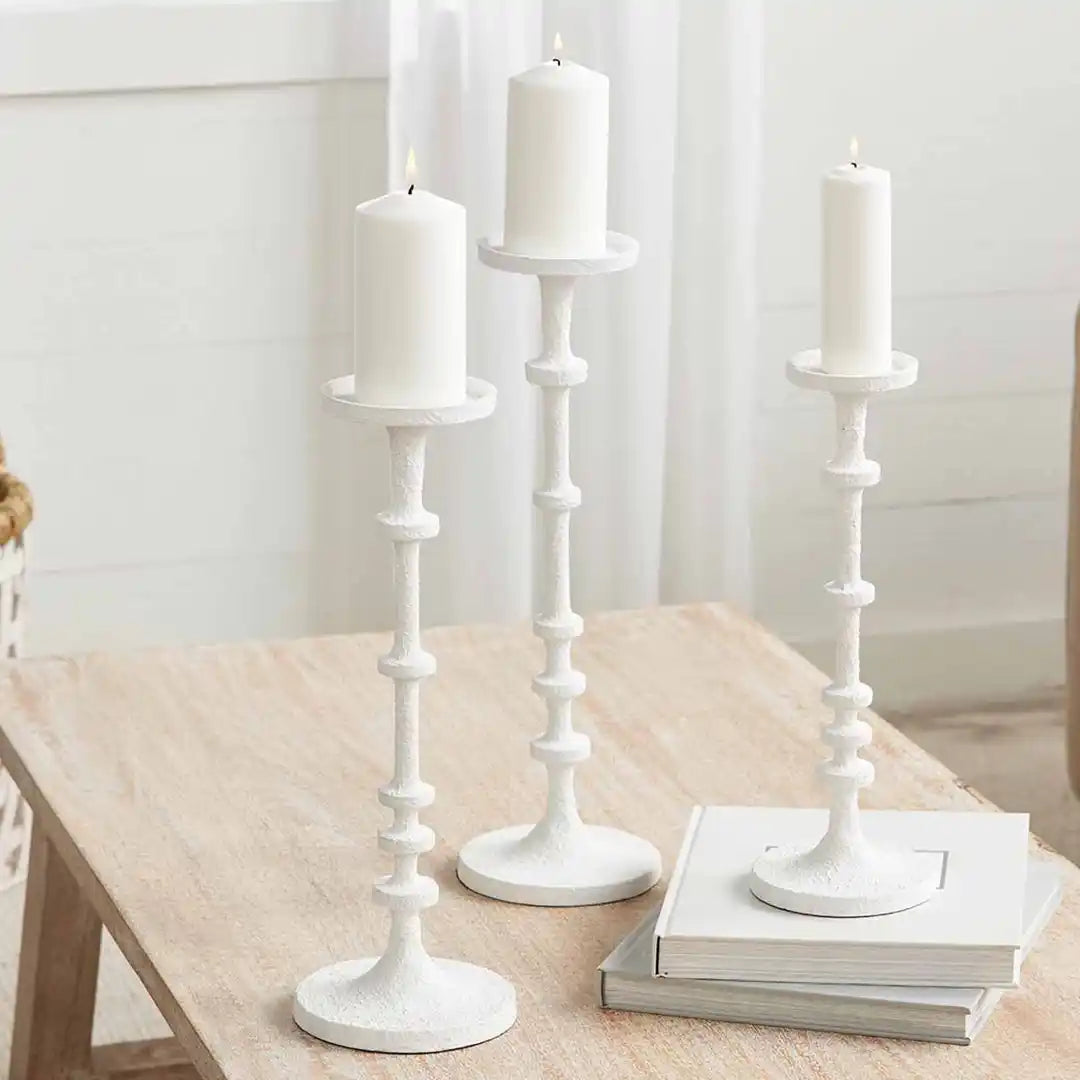 Small White Metal Candlestick