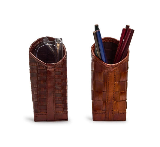 Woven Leather Accessory Holder