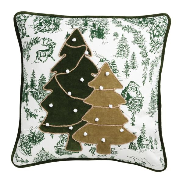Tree Green Toile Pillow