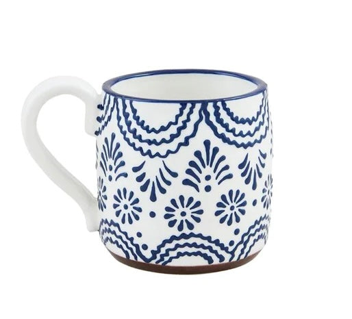 Wavy Line Blue Floral Mug