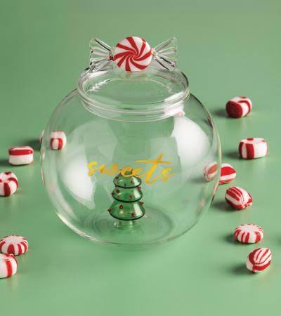 Christmas Glass Cookie Jar