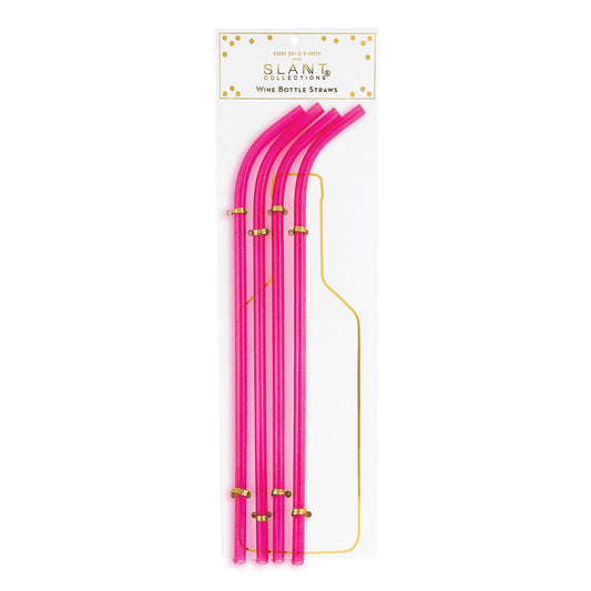 Wine Bottle Straws- Bright Pink