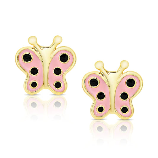 Butterfly Stud Earrings- Pink