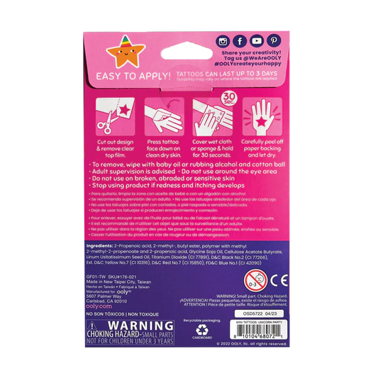 Mini Tattoo Palooza Temporary Tattoos - Unicorn Party