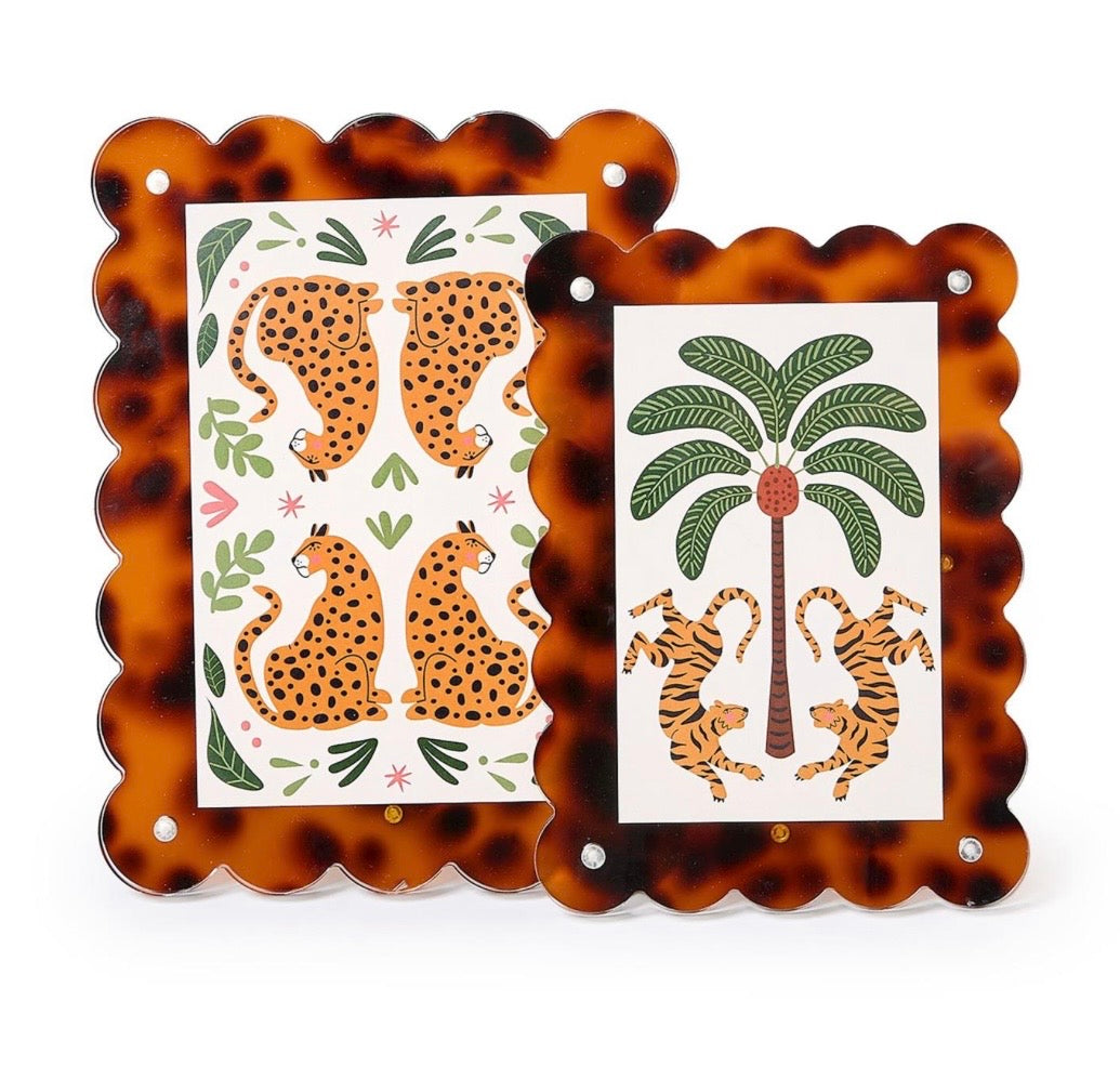 Tortoise Scalloped Edge Acrylic Frames, 2 sizes