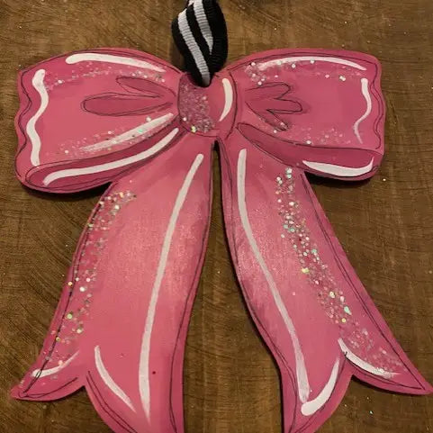 Pink Bow Christmas Ornament - Personalizable