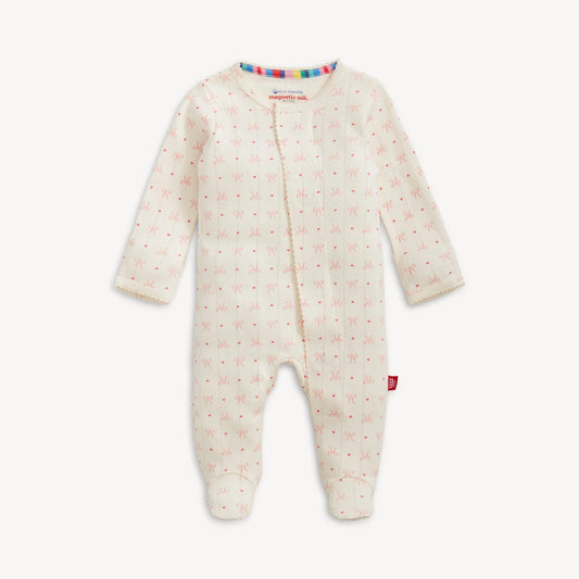 Heart & Bow Magnetic Pointelle Footie