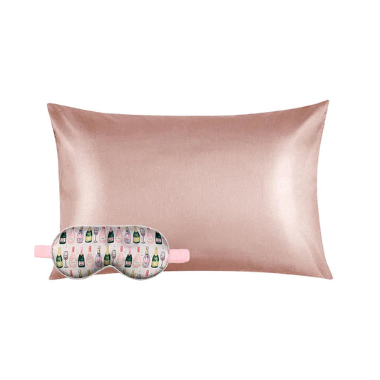 Blush Pillowcase + Champagne Eye Mask Set