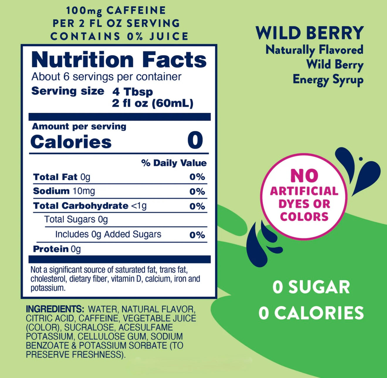Sugar Free Energy Syrup Wild Berry