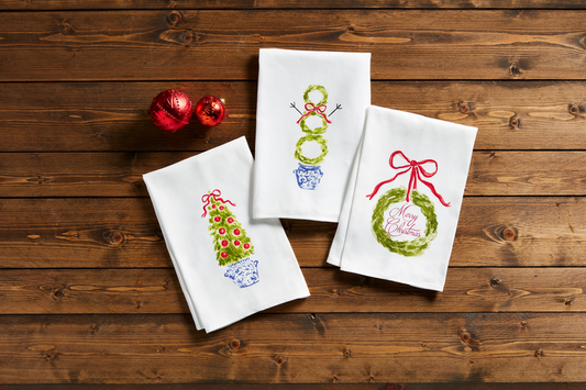 Merry Christmas Topiary Towel