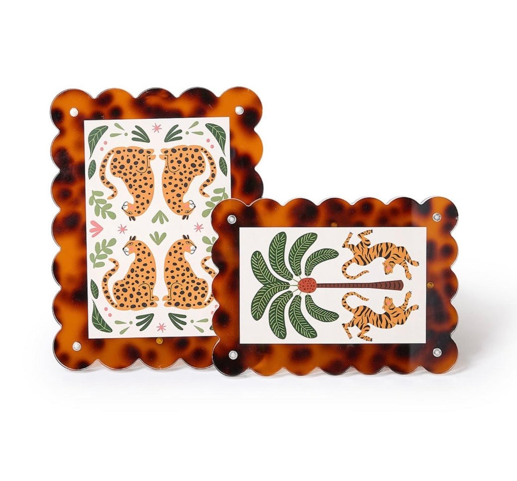 Tortoise Scalloped Edge Acrylic Frames, 2 sizes