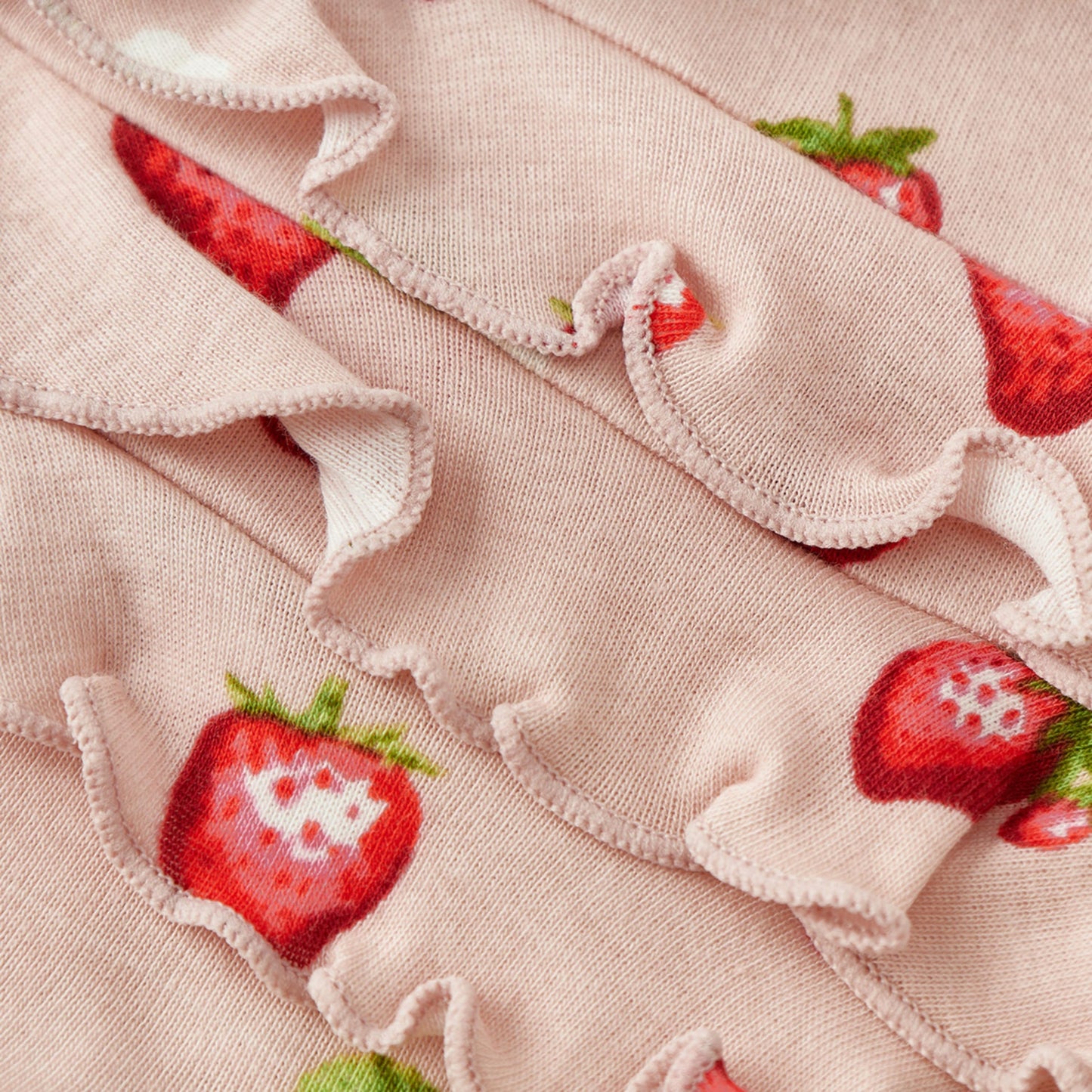 Milkbarn Organic Cotton Ruffled Footed Romper Strawberry