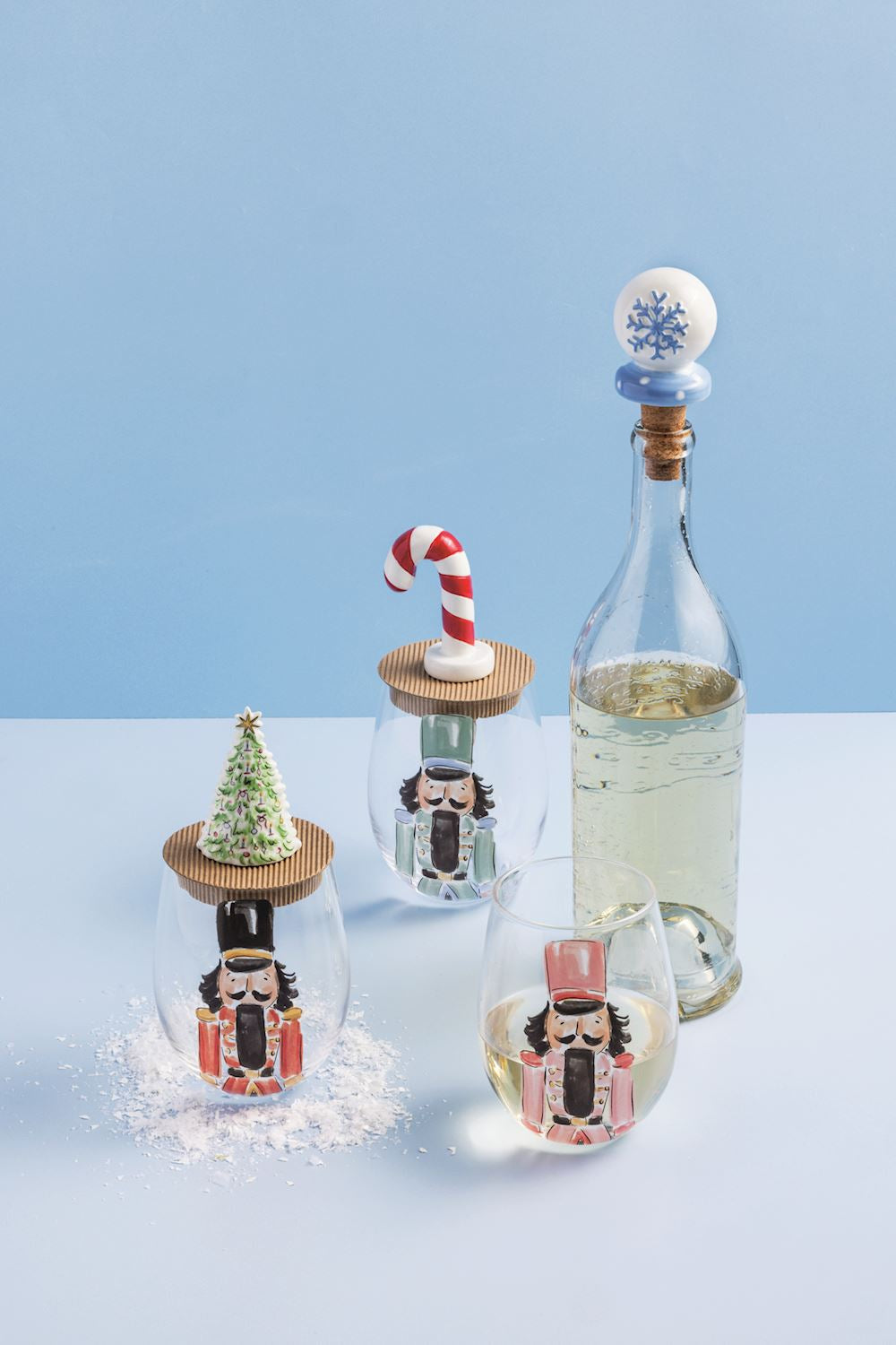 Nutcracker Wine Glass & Stopper Sets, 3 styles