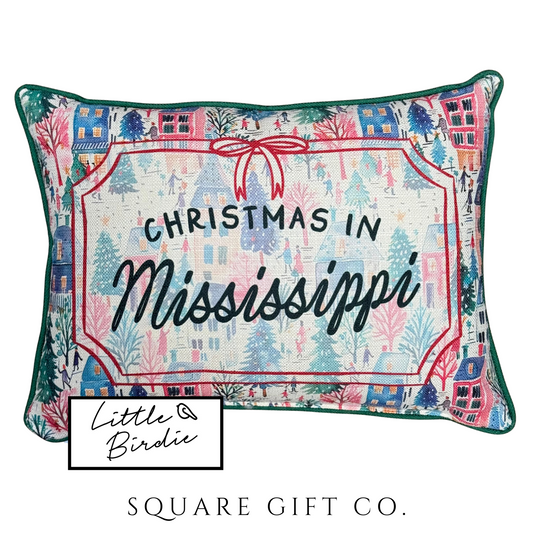Christmas in Mississippi Village Pillow