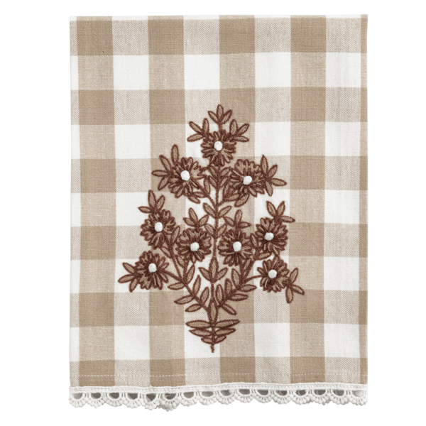 Buffalo Check Floral Embroidered Towel