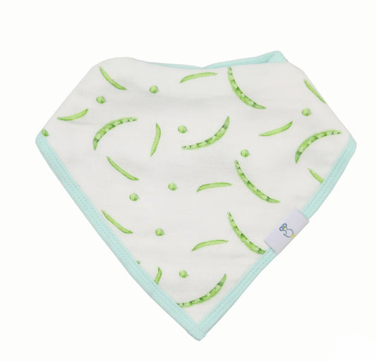Peas and XO Mint 2 Pack Muslin/Terry Cloth Bib Set