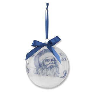 Blue & White Snow Filled Santa Ornament