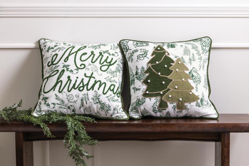 Tree Green Toile Pillow
