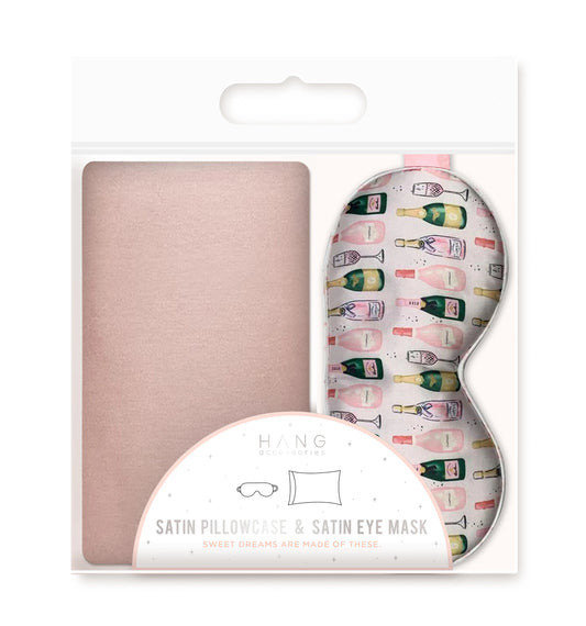 Blush Pillowcase + Champagne Eye Mask Set