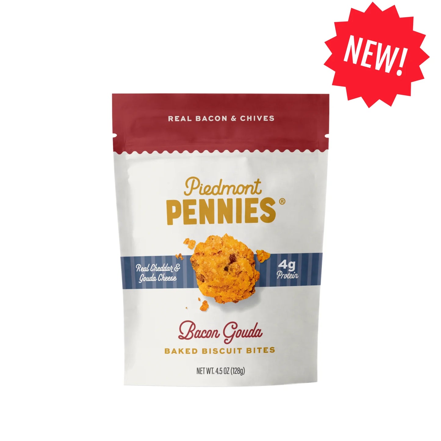 Piedmont Pennies Cheesy Biscuit Bites - Bacon Gouda, Medium Bag