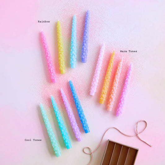 Rainbow Taper Candle Boxed Set, 3 colors