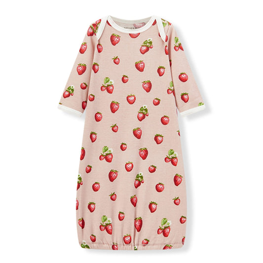 Milkbarn Newborn Hat + Gown Set Strawberry