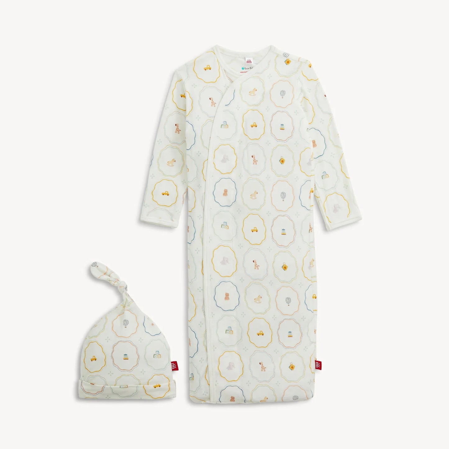 Nursery Magic Cream Magnetic Gown + Hat Set