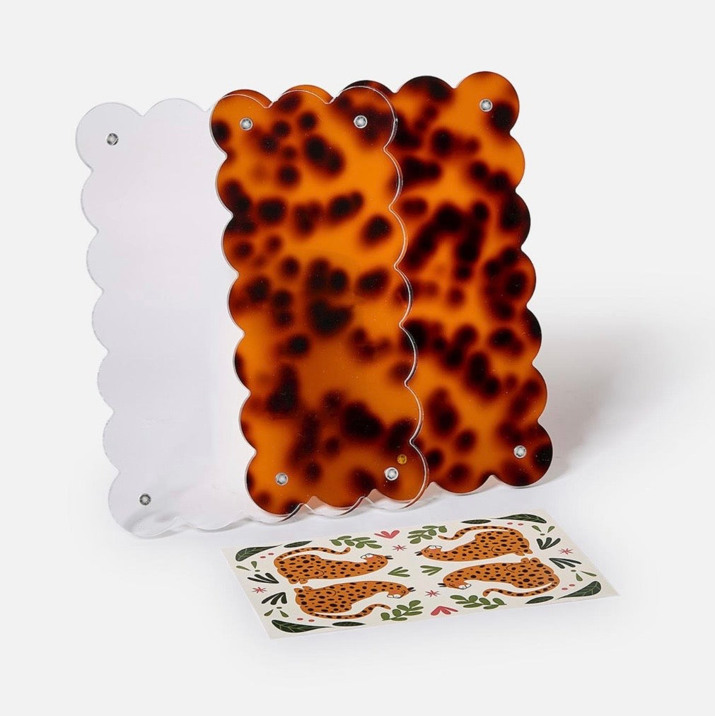 Tortoise Scalloped Edge Acrylic Frames, 2 sizes