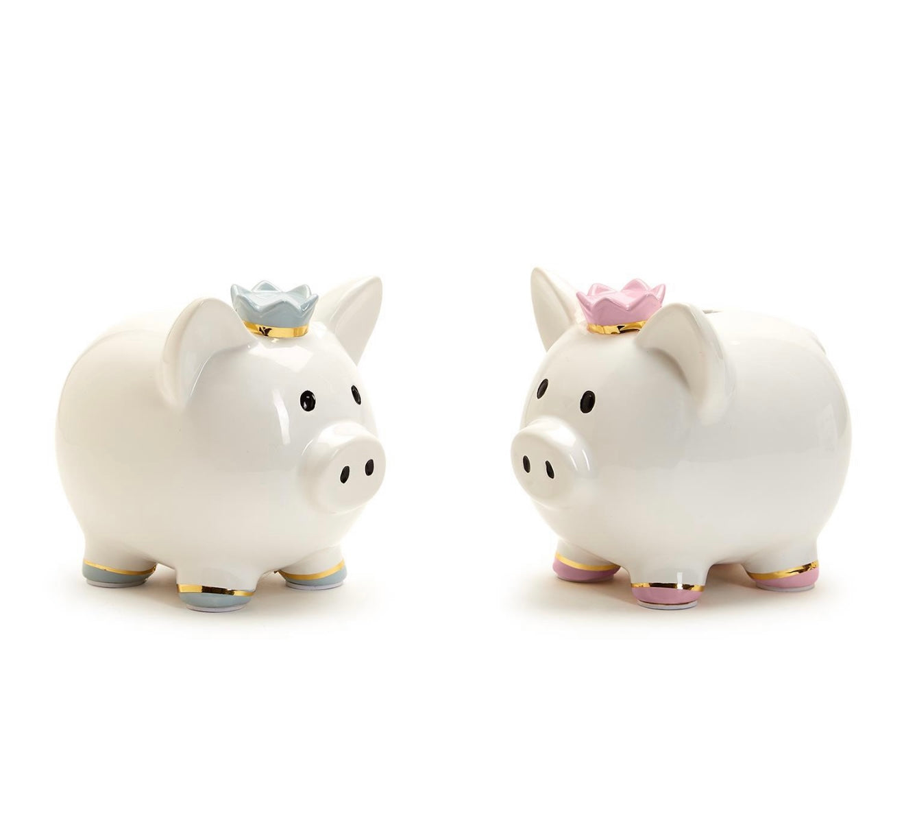 Piggy Bank w/ Crown (Name Personalization Included) - Blue or Pink