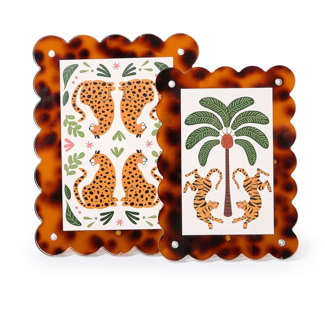 Tortoise Scalloped Edge Acrylic Frames, 2 sizes
