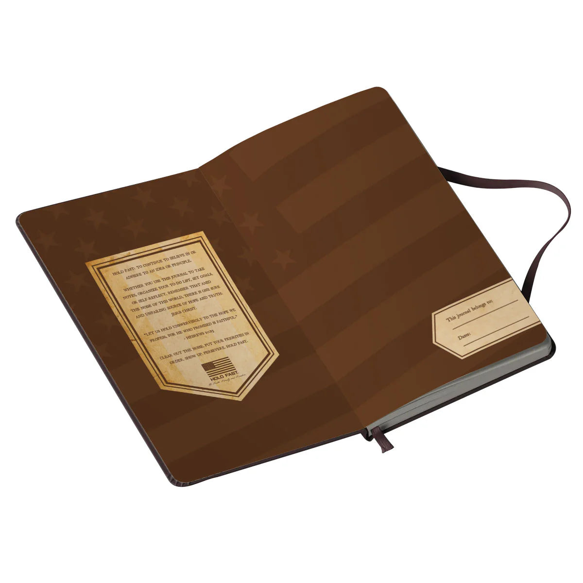Hold Fast Men's Leather Journal - Flag Brown