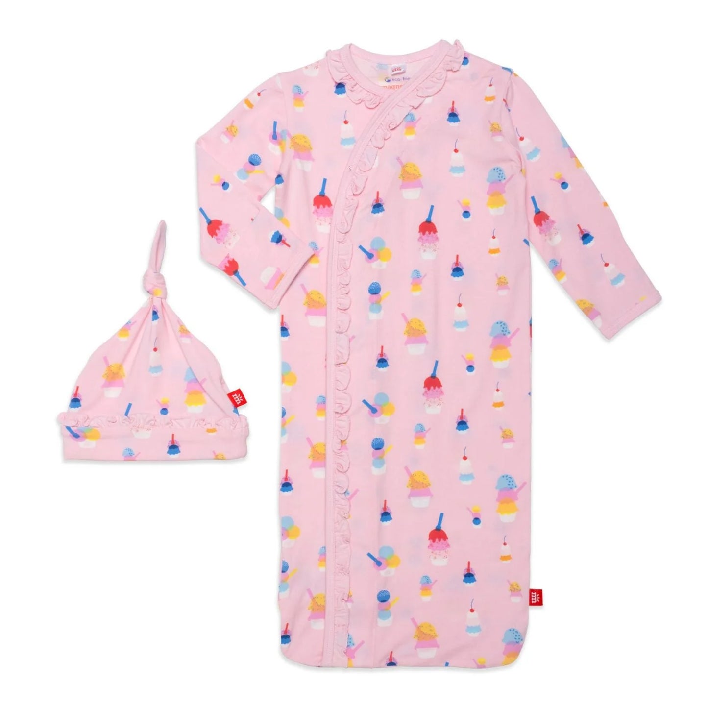 Pink Sundae Funday Magnetic Gown + Hat  (NB-3M)