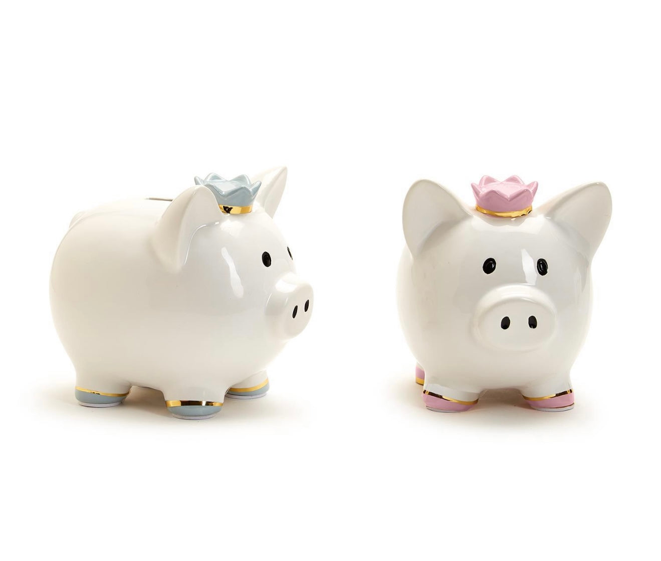 Piggy Bank w/ Crown (Name Personalization Included) - Blue or Pink