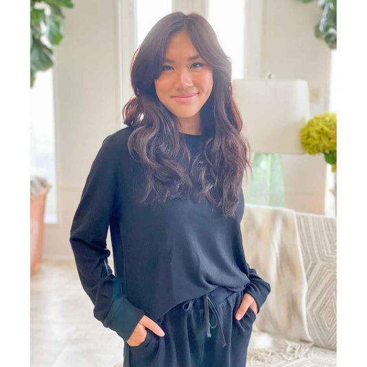 Black Brushed Hacci Pullover