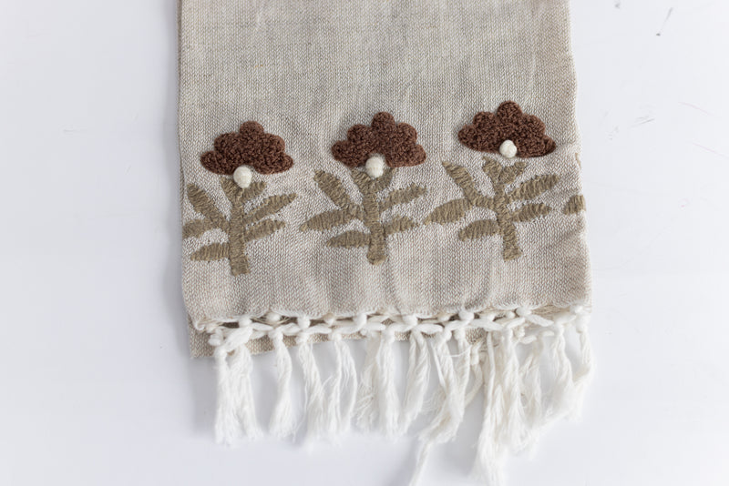 Floral Stem Embroidered Towel