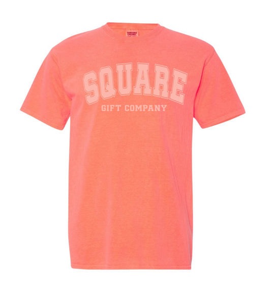 Square Gift Co. Logo Tshirt- NEON RED ORANGE