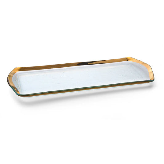 Annie Glass Oblong Pastry Tray, Gold