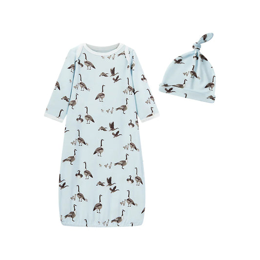 Miklbarn Newborn Gown + Hat Set Goose