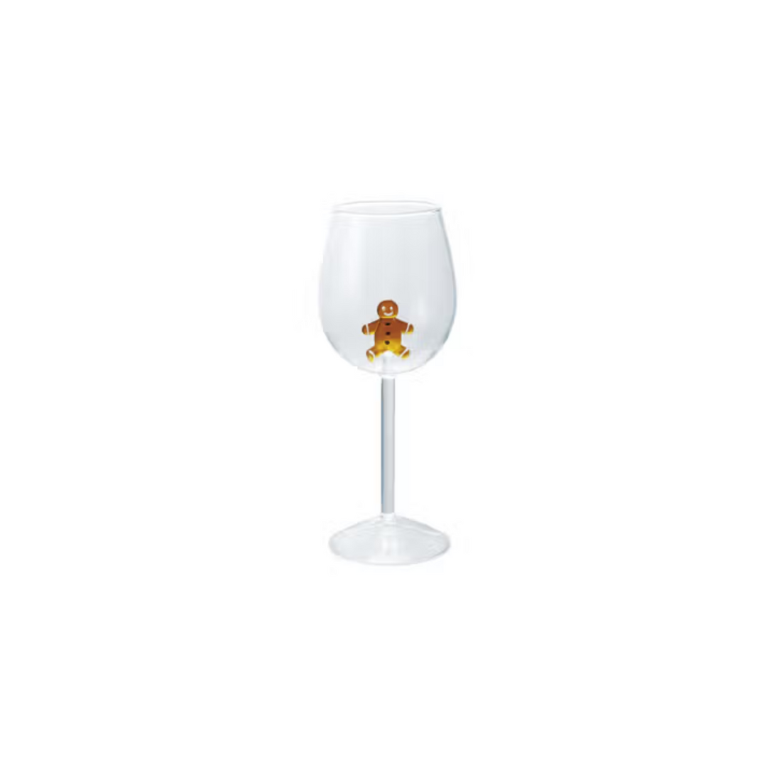 Stemmed Wine Glass w/ Holiday Figurine Inside, 4 styles