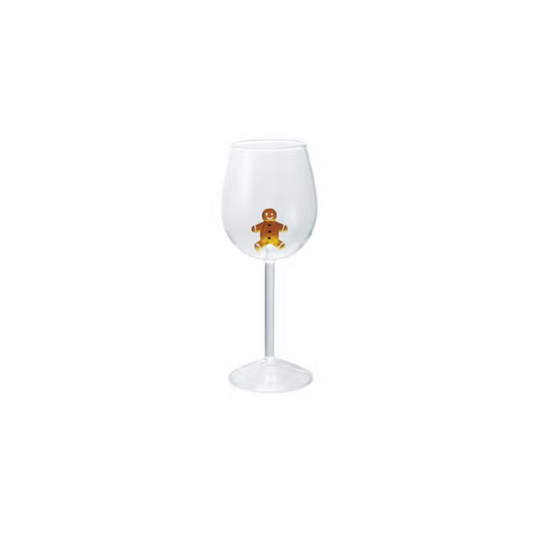 Stemmed Wine Glass w/ Holiday Figurine Inside, 4 styles