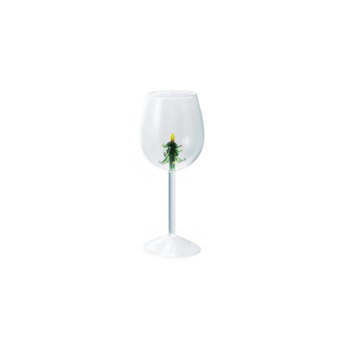Stemmed Wine Glass w/ Holiday Figurine Inside, 4 styles