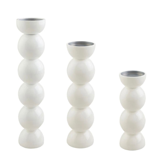 Large White Lacquer Candlestick