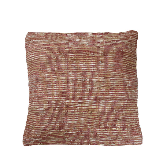 Rust Jute & Leather Floor Pillow