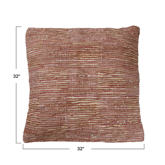 Rust Jute & Leather Floor Pillow