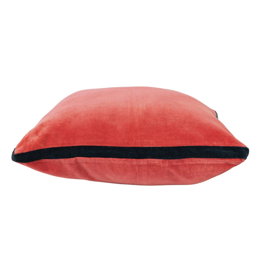 20" Square Cotton Velvet Pillow - Berry & Navy