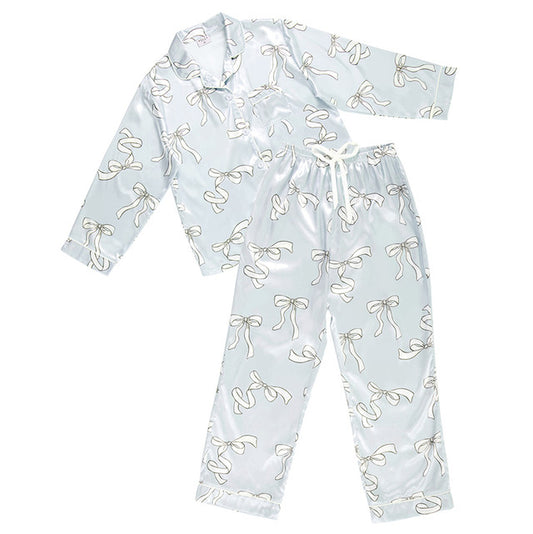 Long Sleeve PJ Set - Blue Bows
