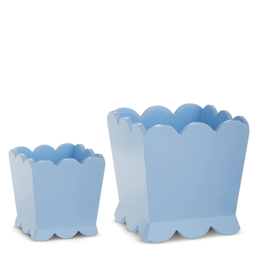 Blue Scalloped Planters, 2 Sizes