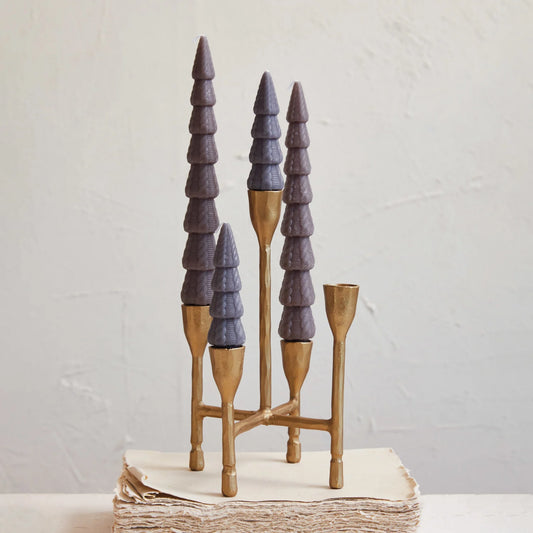 Hand Forged Cast Iron Candleabra, Gold Finish