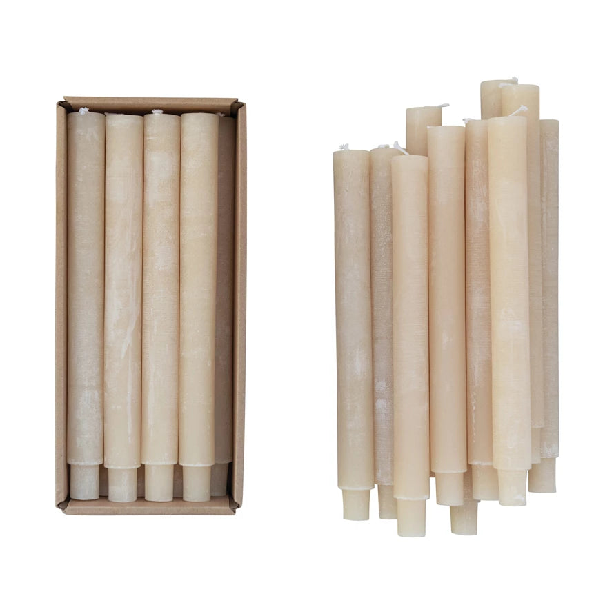Cream Unscented Taper Candles, Powder Finish